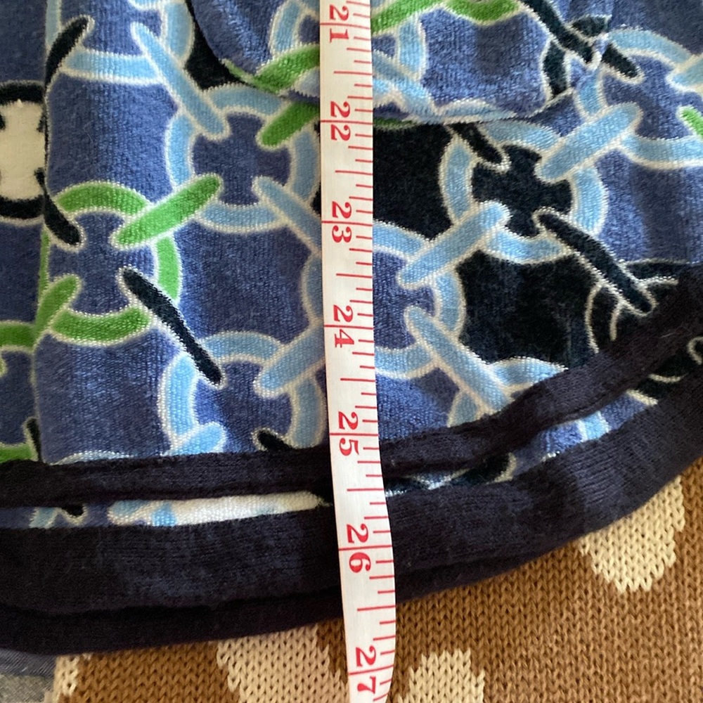 Tory Burch Terry Cloth Hoodie Tunic L chain print blue green white 100% cotton - Picture 7 of 9